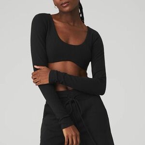 ALO Yoga Black Long Sleeve Crop Top
